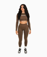 Figurformende Leggings für Damen – Braun – Active