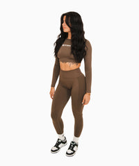 Figurformende Leggings für Damen – Braun – Active
