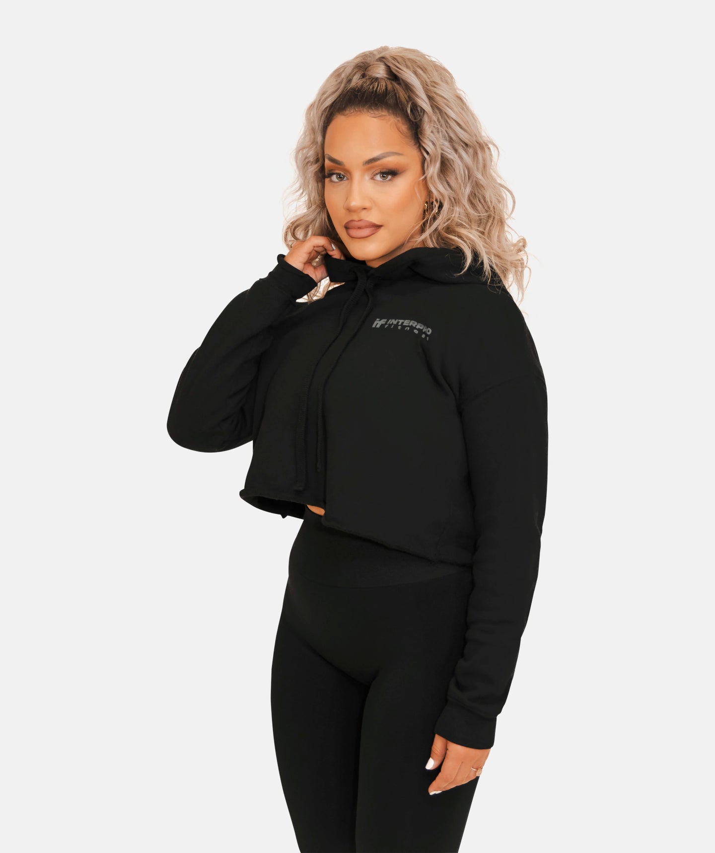 Kurzer Hoodie für Damen - Schwarz