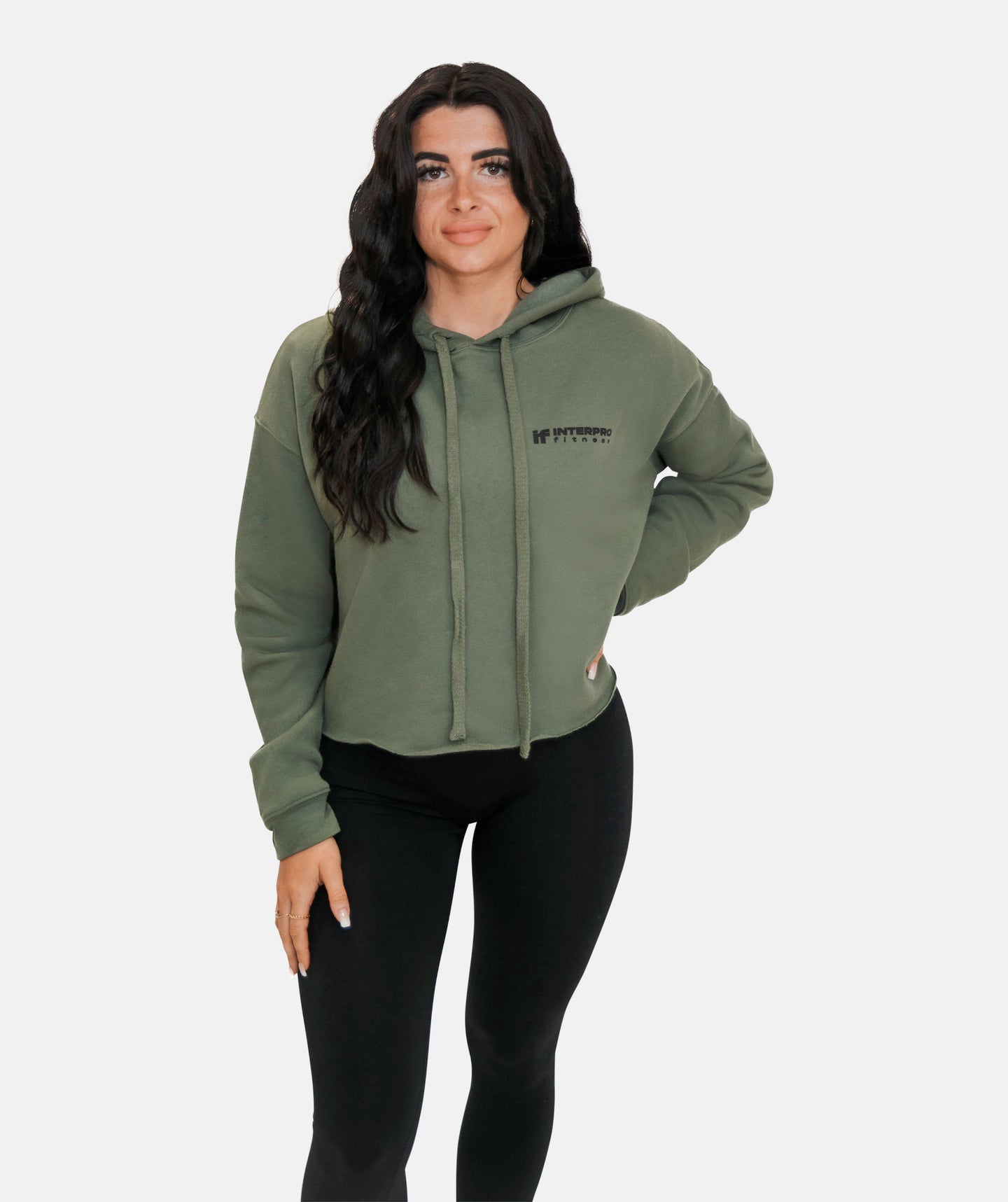Women's Cropped Hoodie - Khaki Green