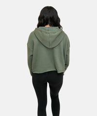 Women's Cropped Hoodie - Khaki Green