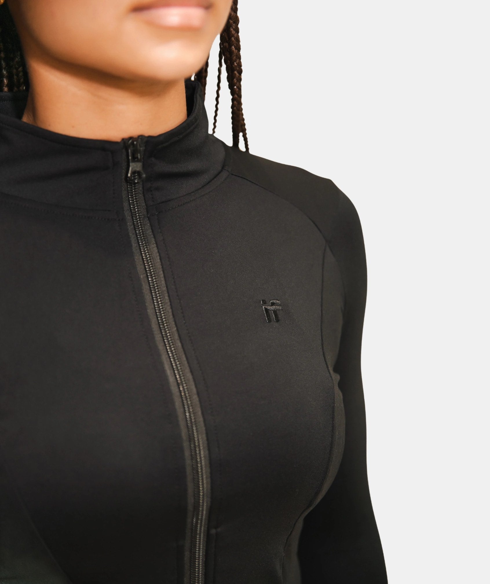 Women's Zip Up Slim Fit Jacket - Black