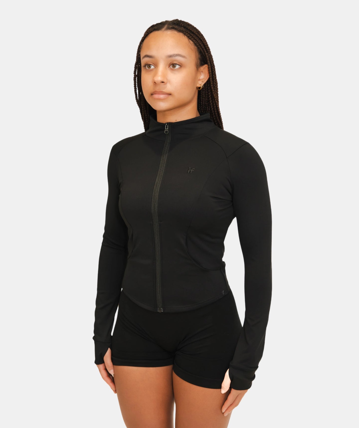 Slim Fit Jacke mit Reißverschluss für Damen - Schwarz