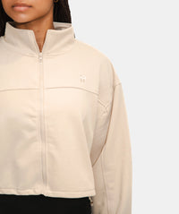 Women's Zip Up Cropped Jacket - Beige