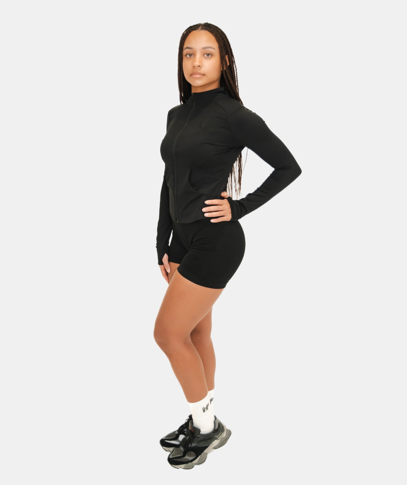 Women's Zip Up Slim Fit Jacket - Black