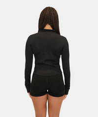 Women's Zip Up Slim Fit Jacket - Black