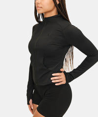 Women's Zip Up Slim Fit Jacket - Black