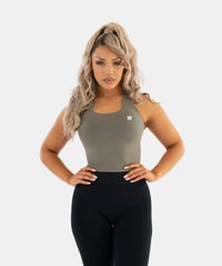 Kurzes Racerback-Top für Damen – Khaki