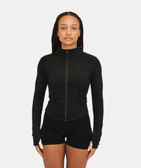 Women's Zip Up Slim Fit Jacket - Black