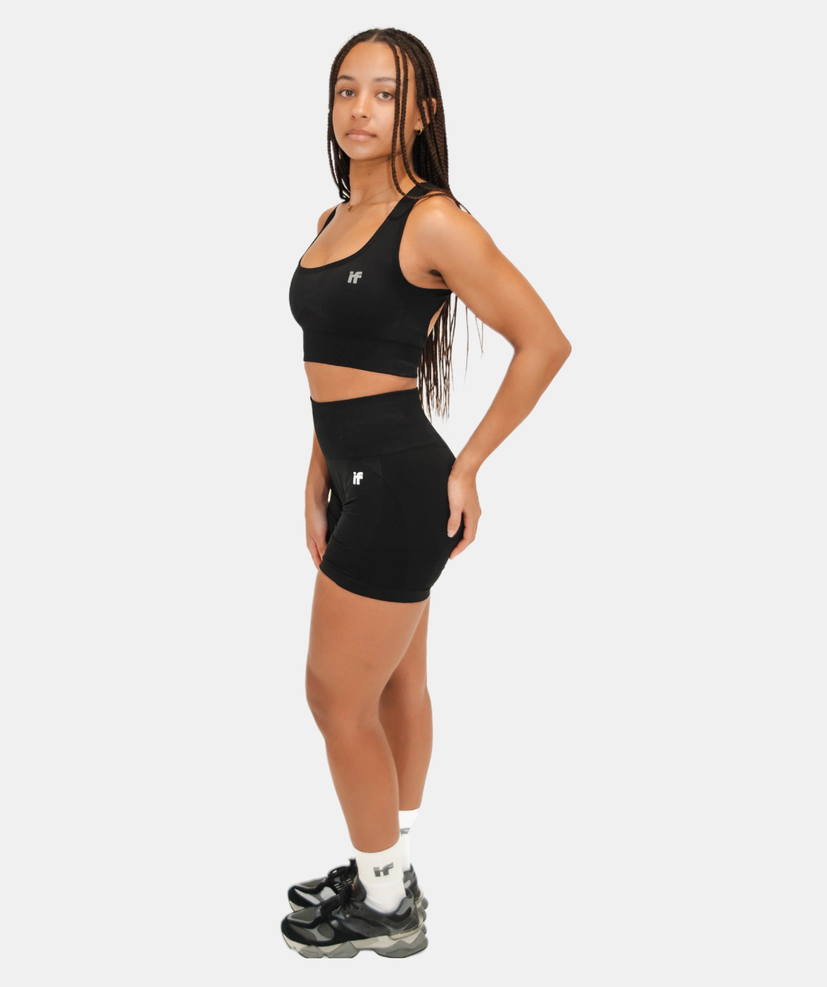 Nahtlose Shorts für Damen - Schwarz