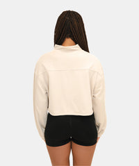 Women's Zip Up Cropped Jacket - Beige