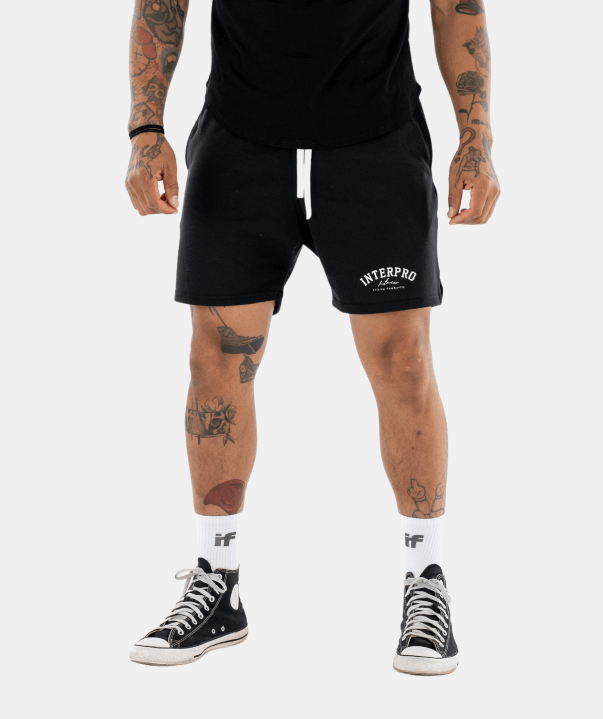 Person wearing black shorts