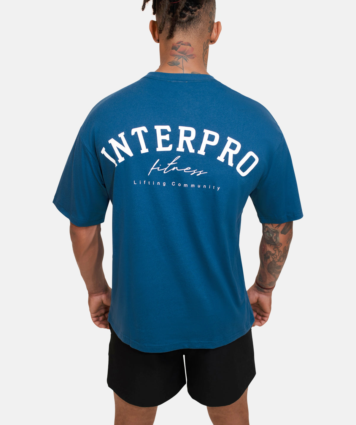 interpro blue t-shirt, black shorts