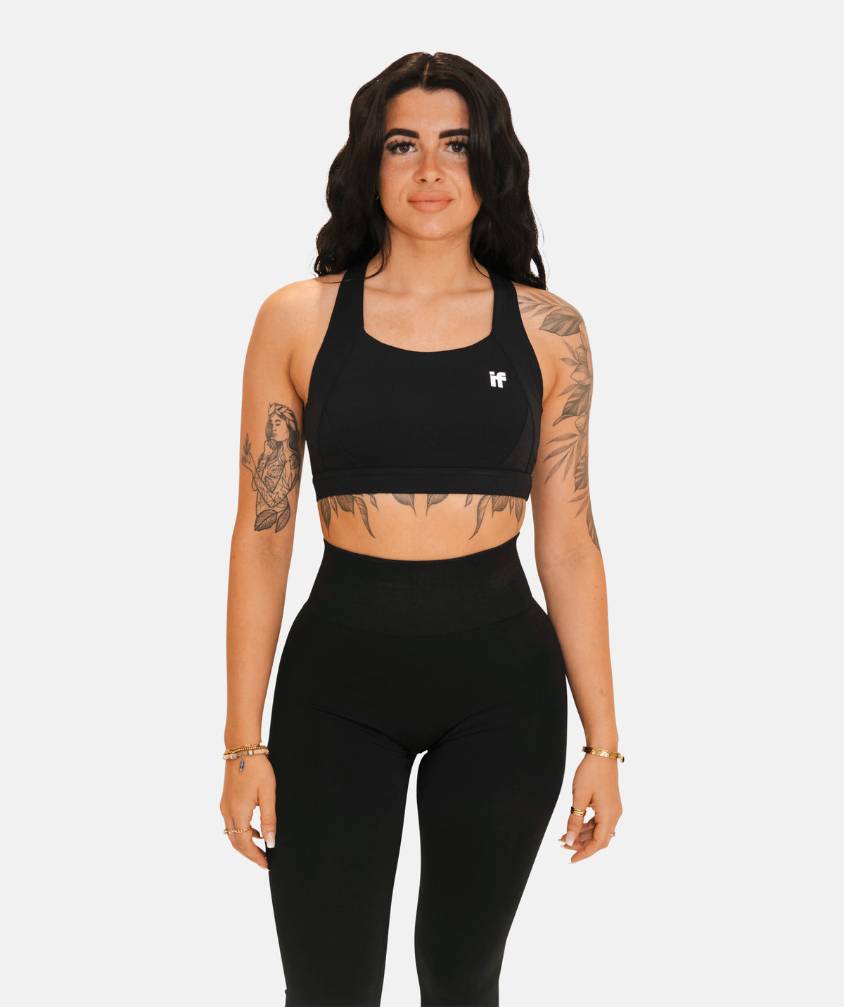 black cross back sports bra 