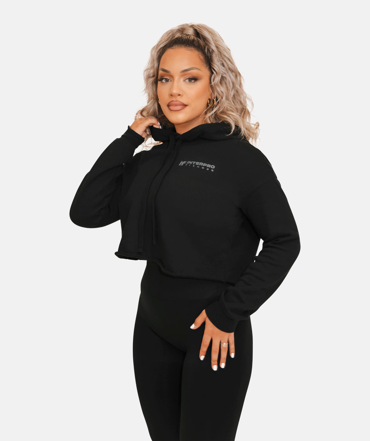  black cropped hoodie 