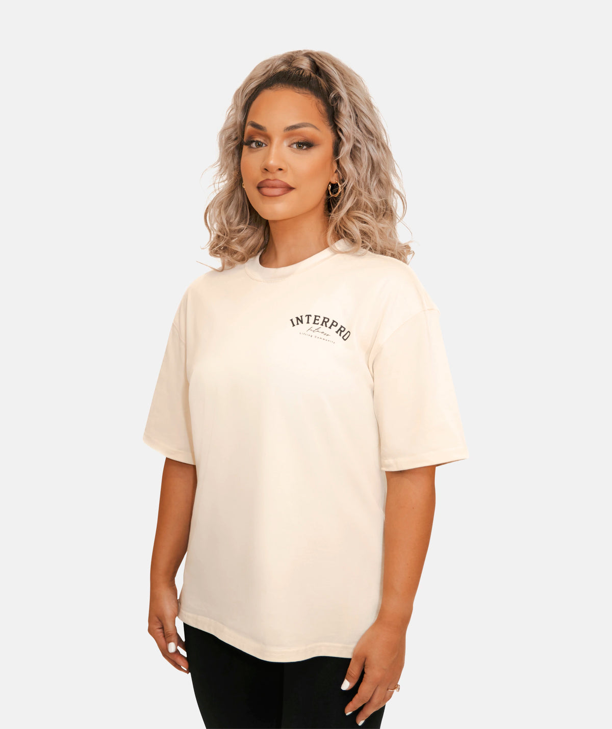 white oversized T-shirt with a large 
