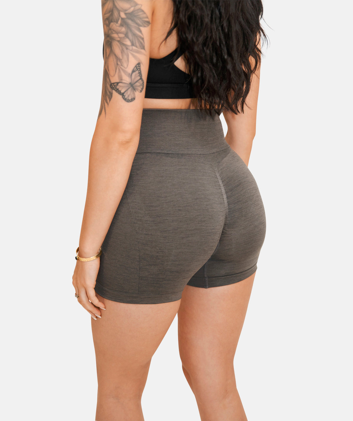 High-Waisted Grey Gym Shorts