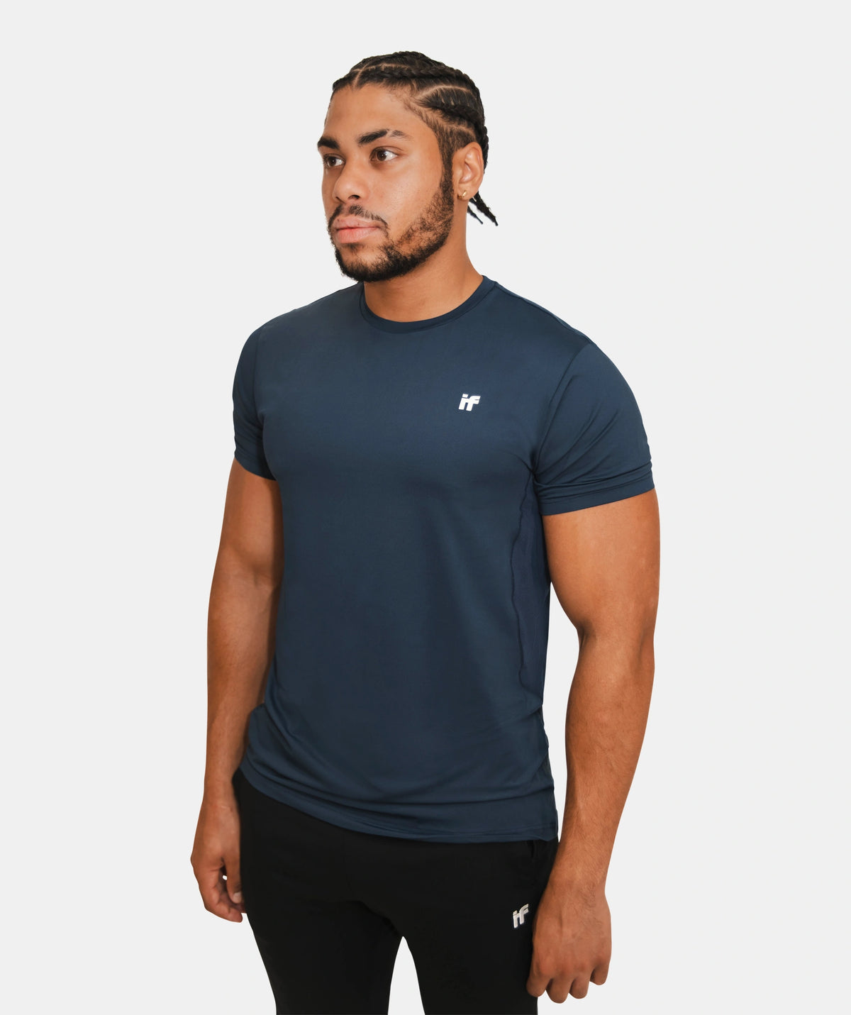 dark navy athletic t-shirt & black joggers