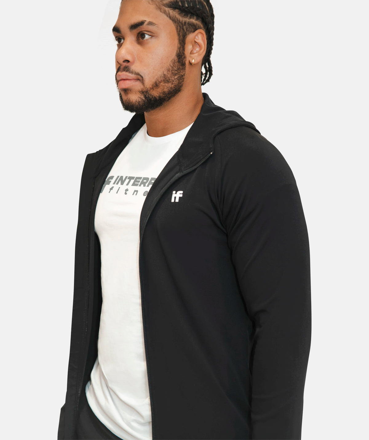 Black athletic zip hoodie