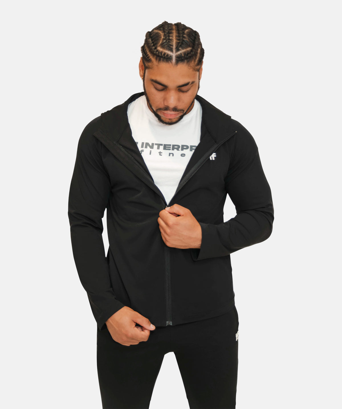 interpro Black athletic zip hoodie