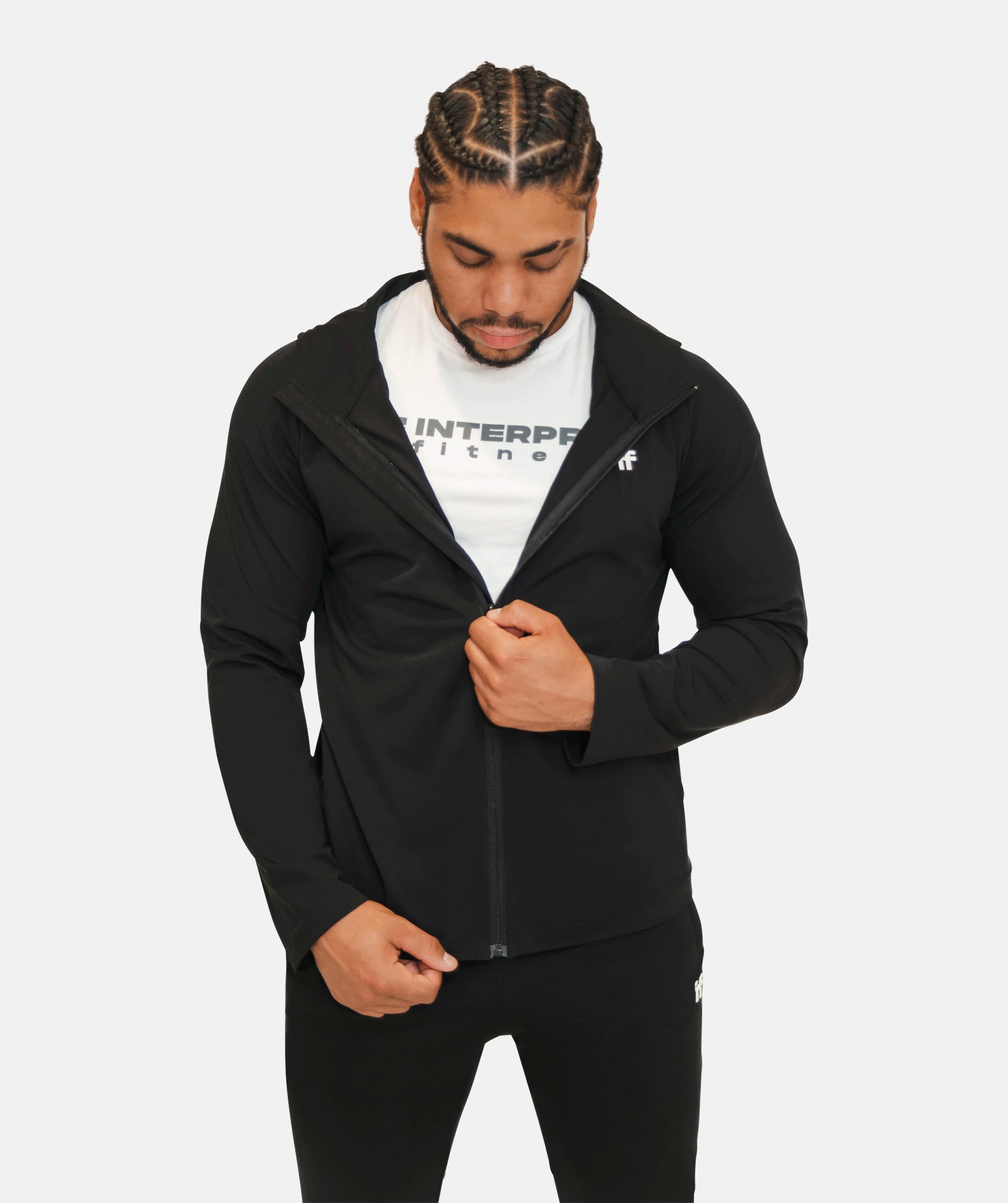 Men's Zip Up Hoodie - Black