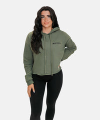 Women's Cropped Hoodie - Khaki