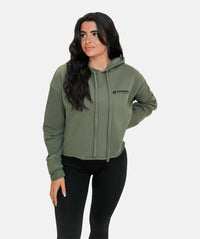 Women's Cropped Hoodie - Khaki