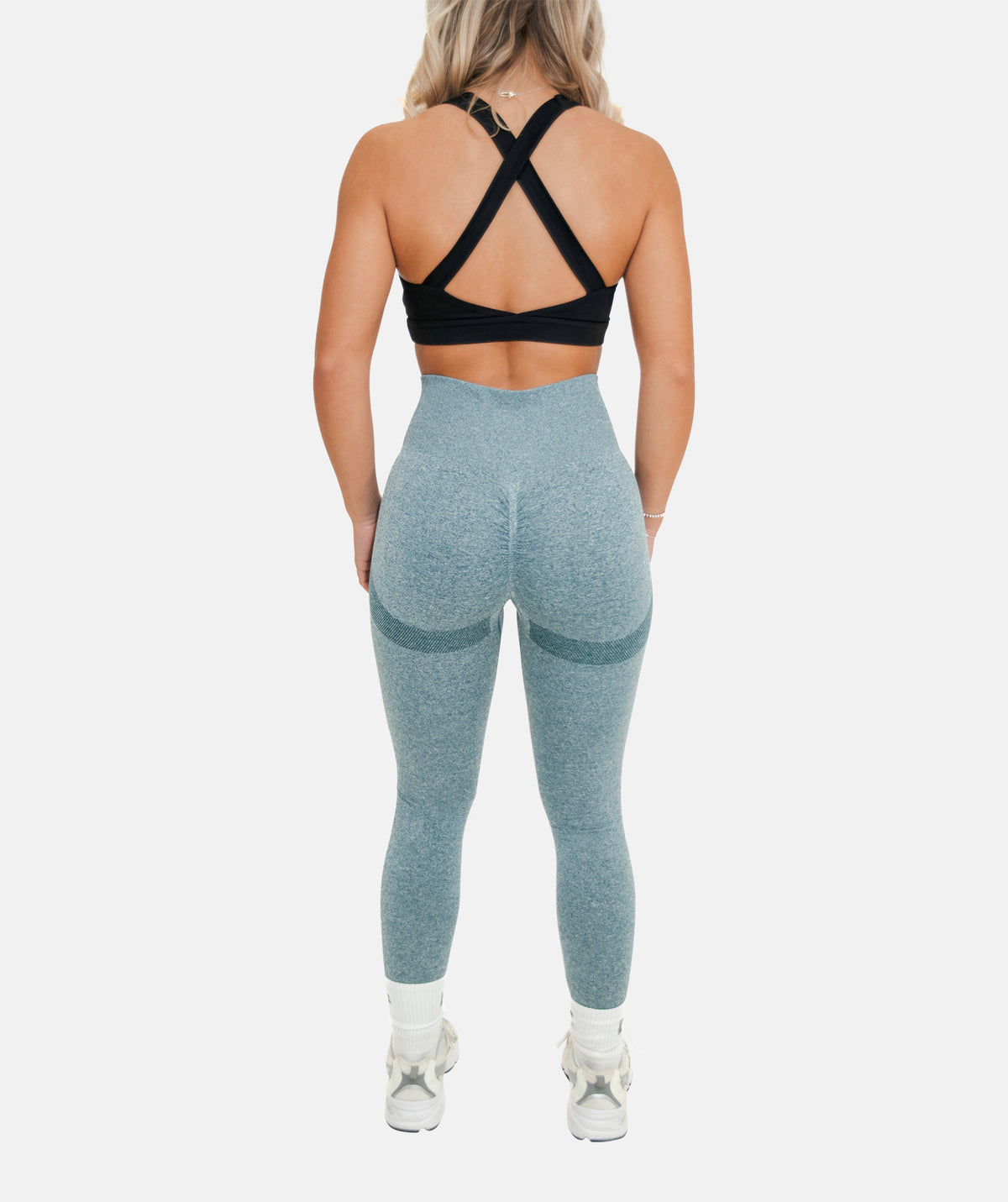 Blue high-waist gym leggings