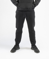 Interpro Fitness Men’s Black Regular Fit Gym Joggers, front view showing full shape and cuffed ankles