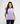 Front view of women’s lilac oversized gym T-shirt showing relaxed fit and soft drape