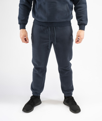 Front-facing shot of Interpro Fitness Men’s Regular Fit Gym Joggers in Navy Blue with a streamlined athletic look.