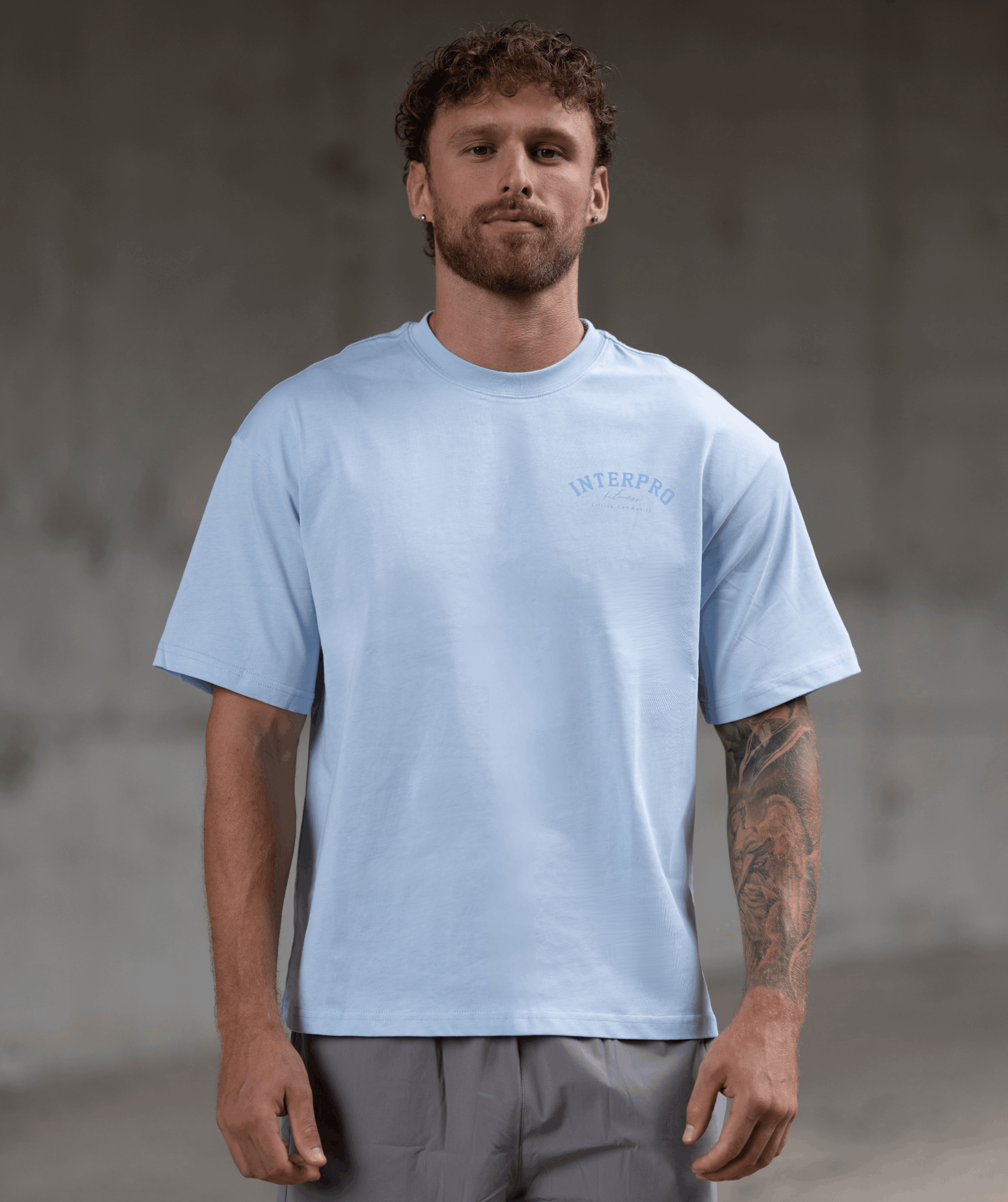 Men's Light Blue Oversized Gym Tee | Interpro Fitness Men's Light Blue Oversized Gym Tee | Interpro Fitness