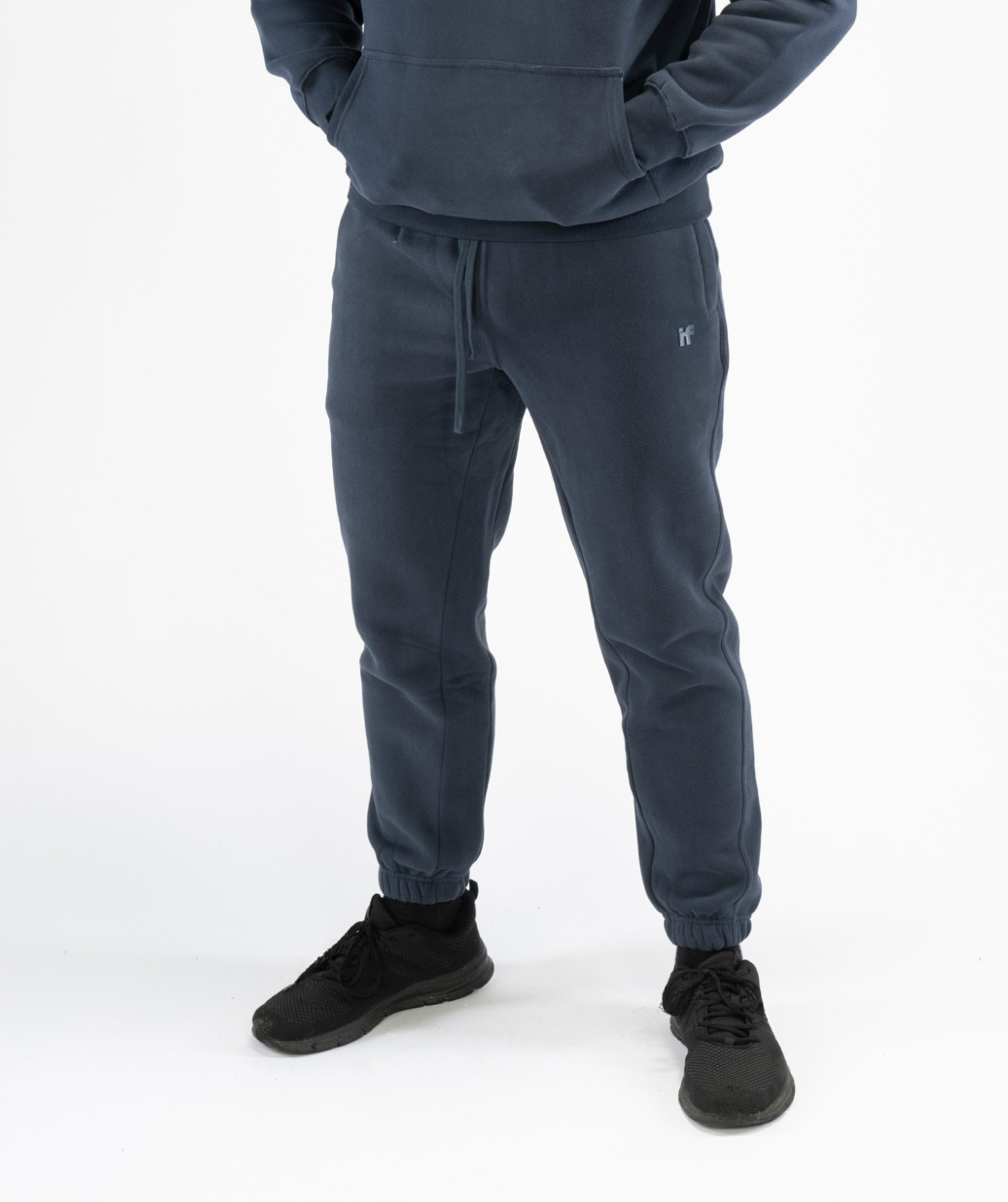 Interpro Fitness Men’s Regular Fit Gym Joggers in Navy Blue, front view showing classic athletic silhouette.
