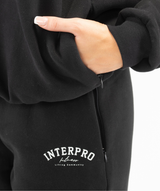 interpro fitness womens straight leg joggers black pocket detail. Including logo