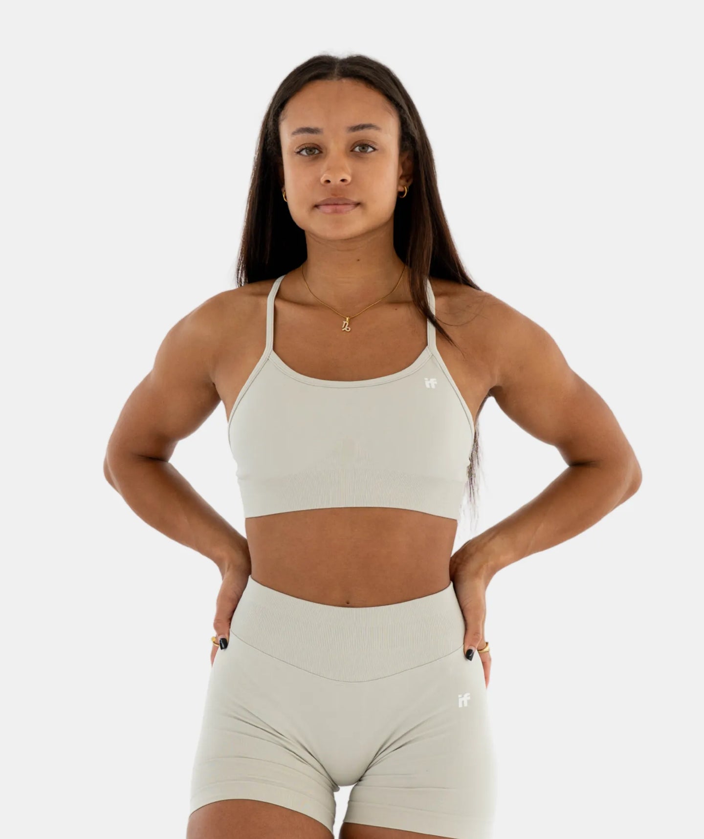 Cross Back Sports Bra – Light Grey