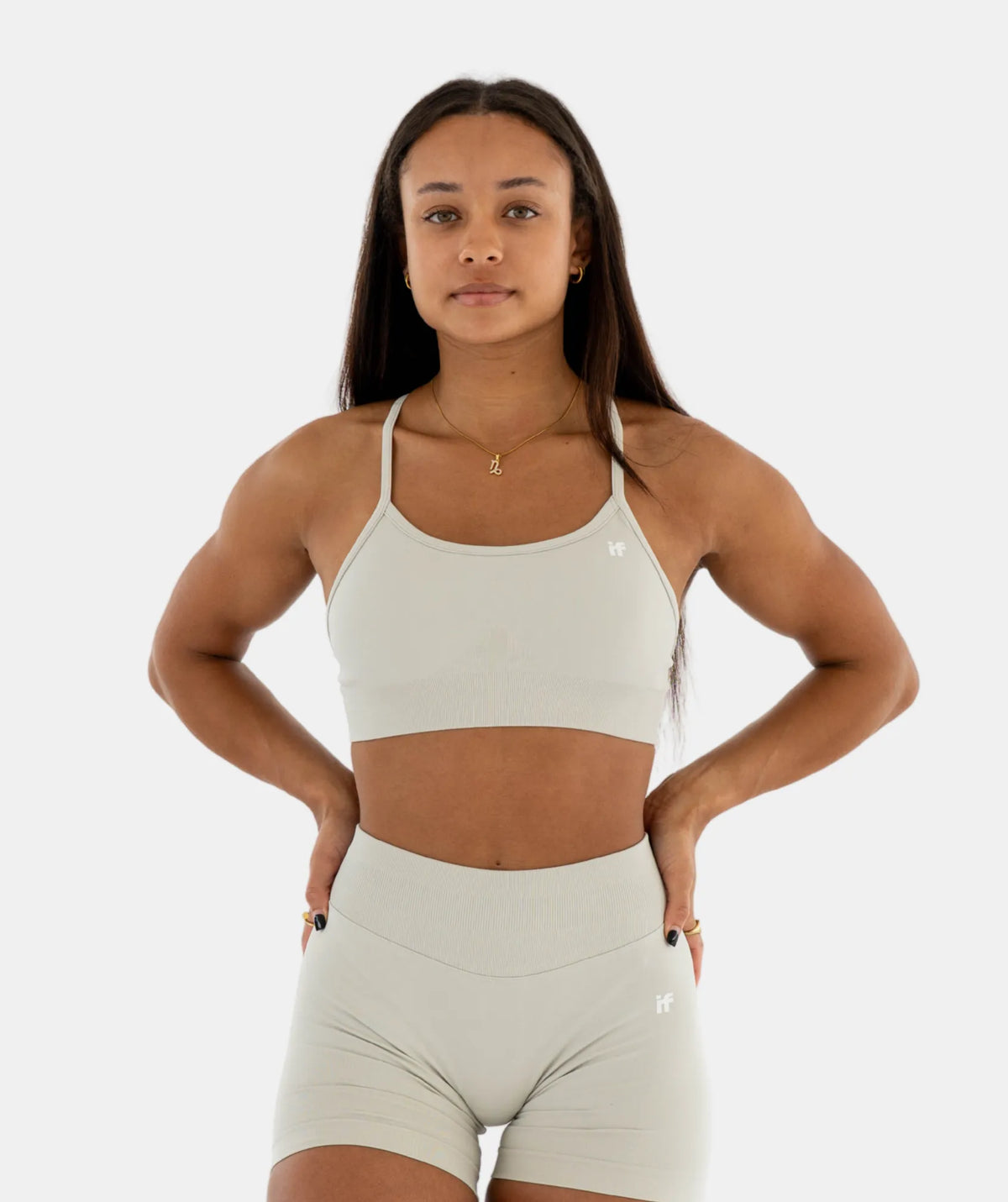 Cross Back Sports Bra – Light Grey