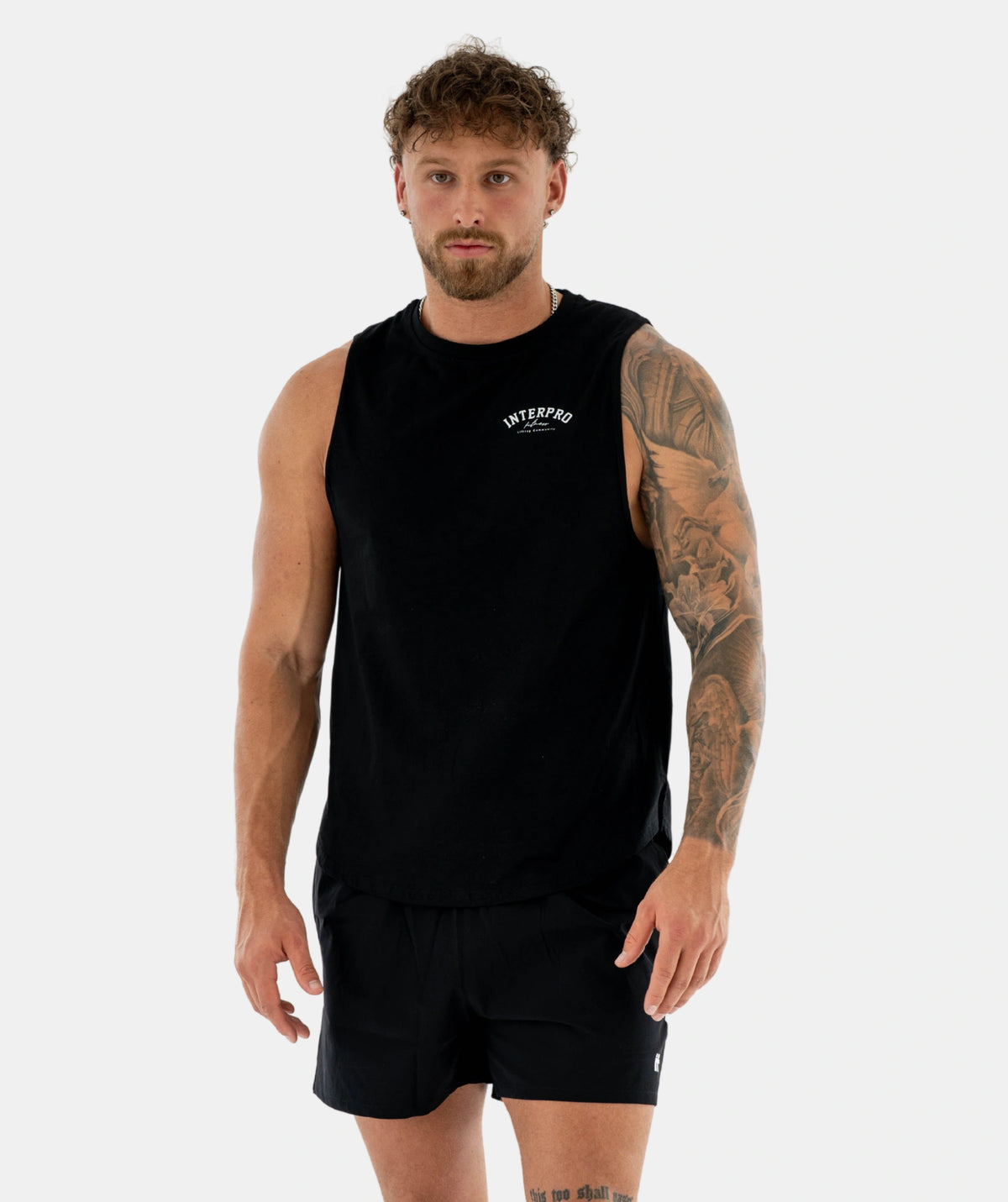black sleeveless shirt