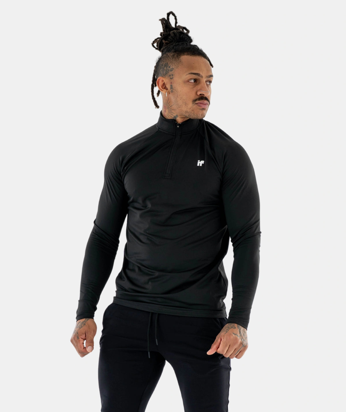 black long-sleeve athletic shirt