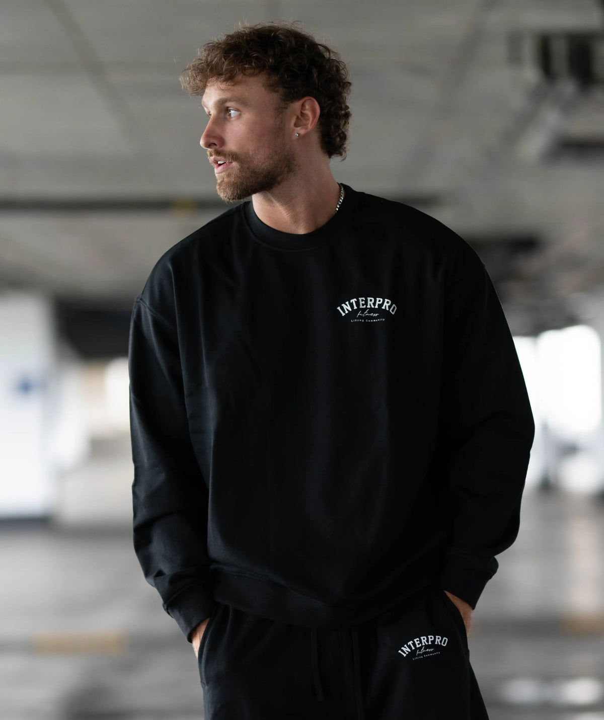 Man wearing a black sweatshirt 