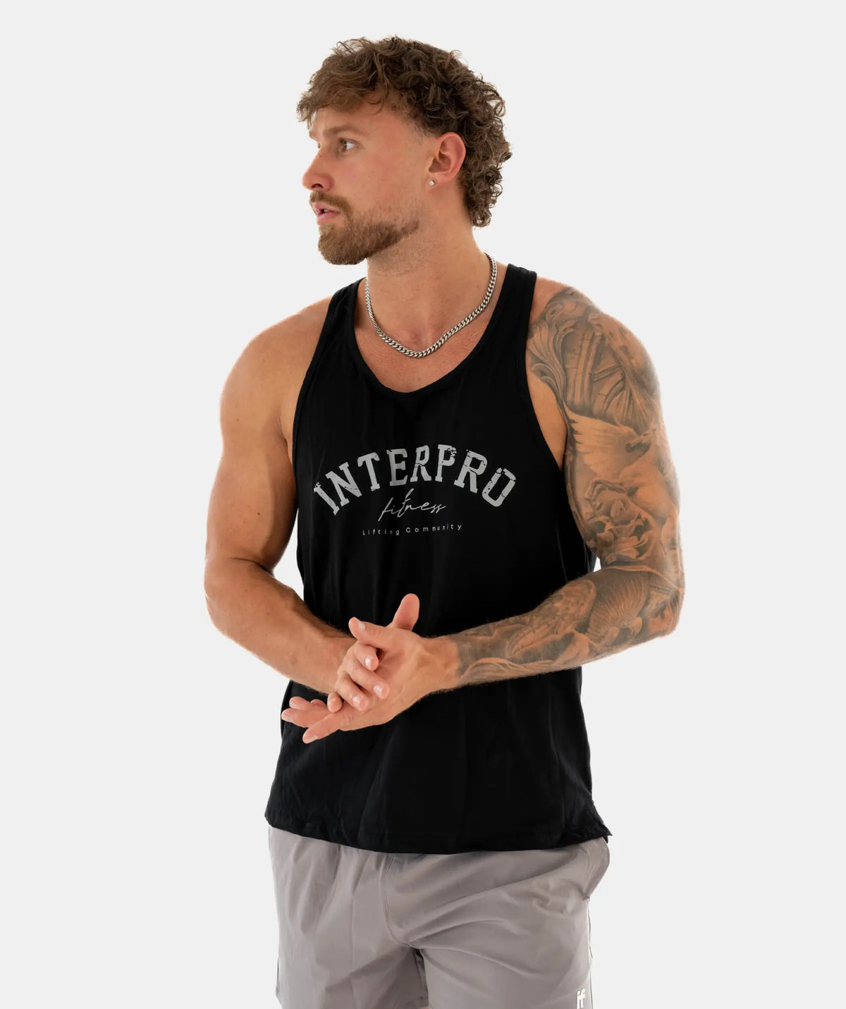 Man a black tank