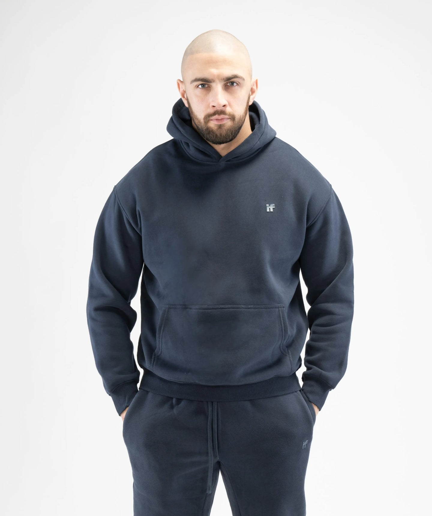 Mens Pull Over Hoodie - Navy Blue