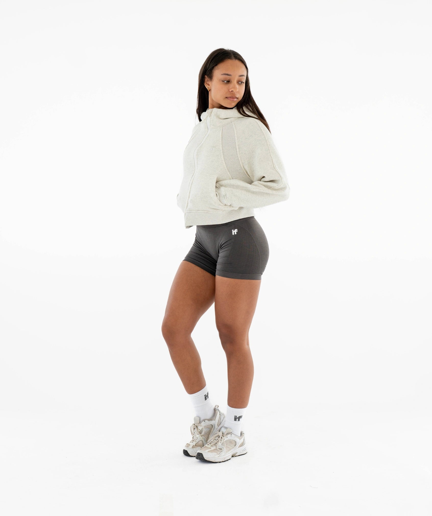 Damen-Kapuzenpullover mit Reißverschluss - Grau
