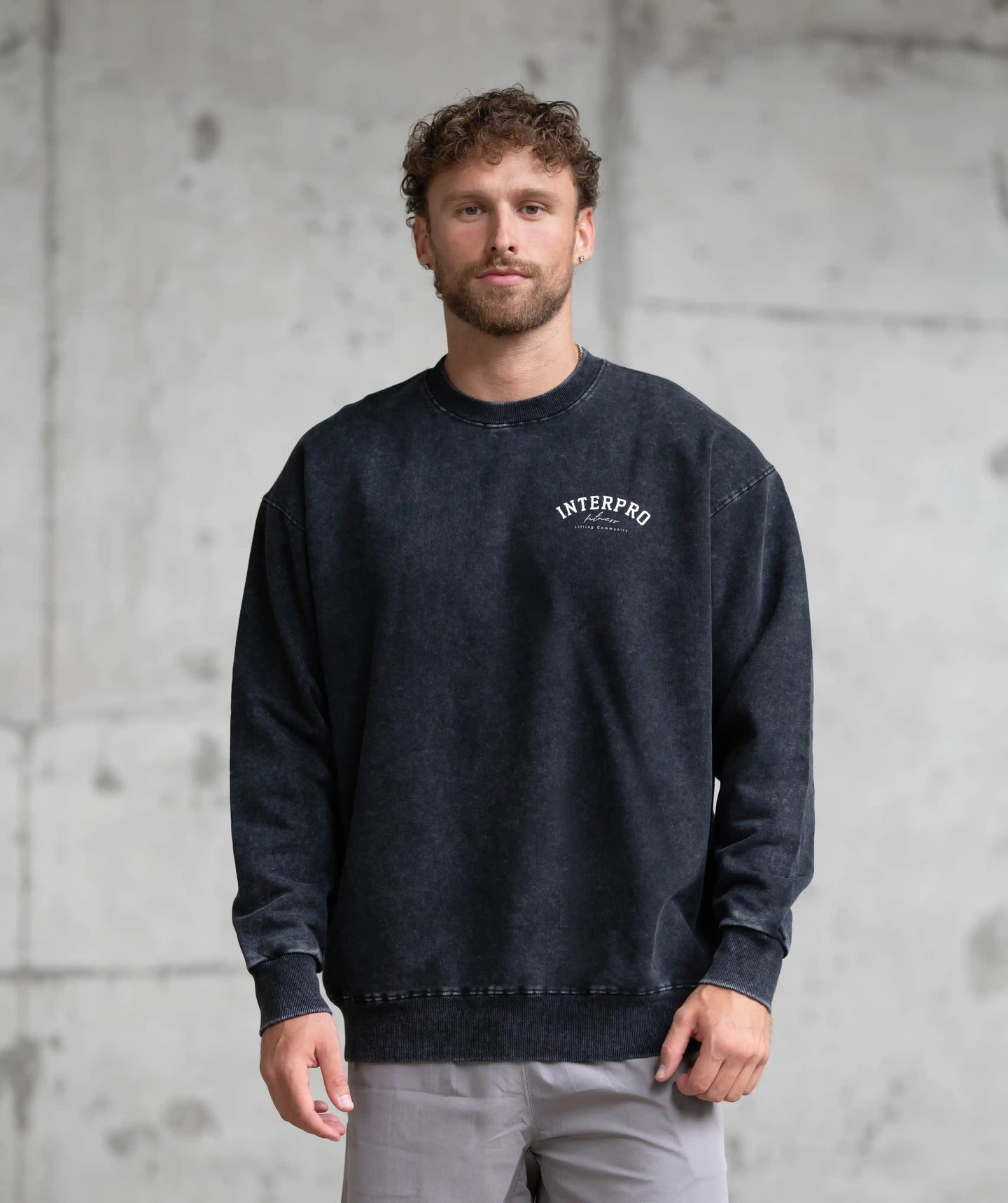 Men's Oversized Acid Wash Sweater - Black