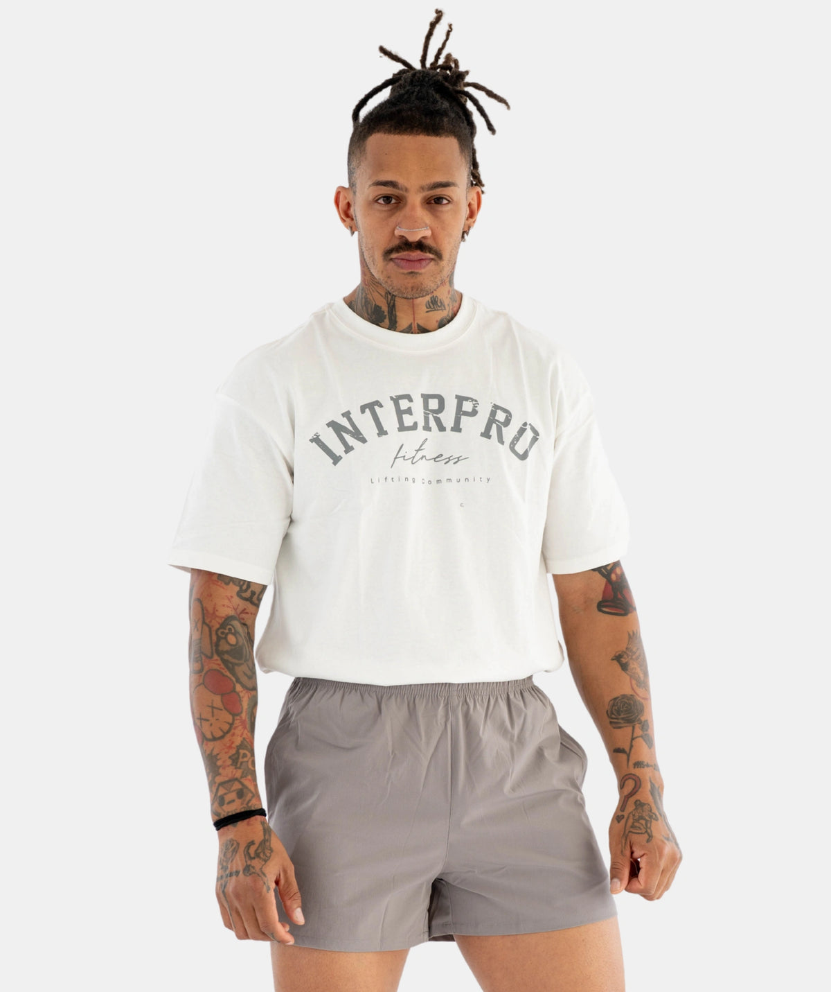 wearing INTERPRO white t-shirt
