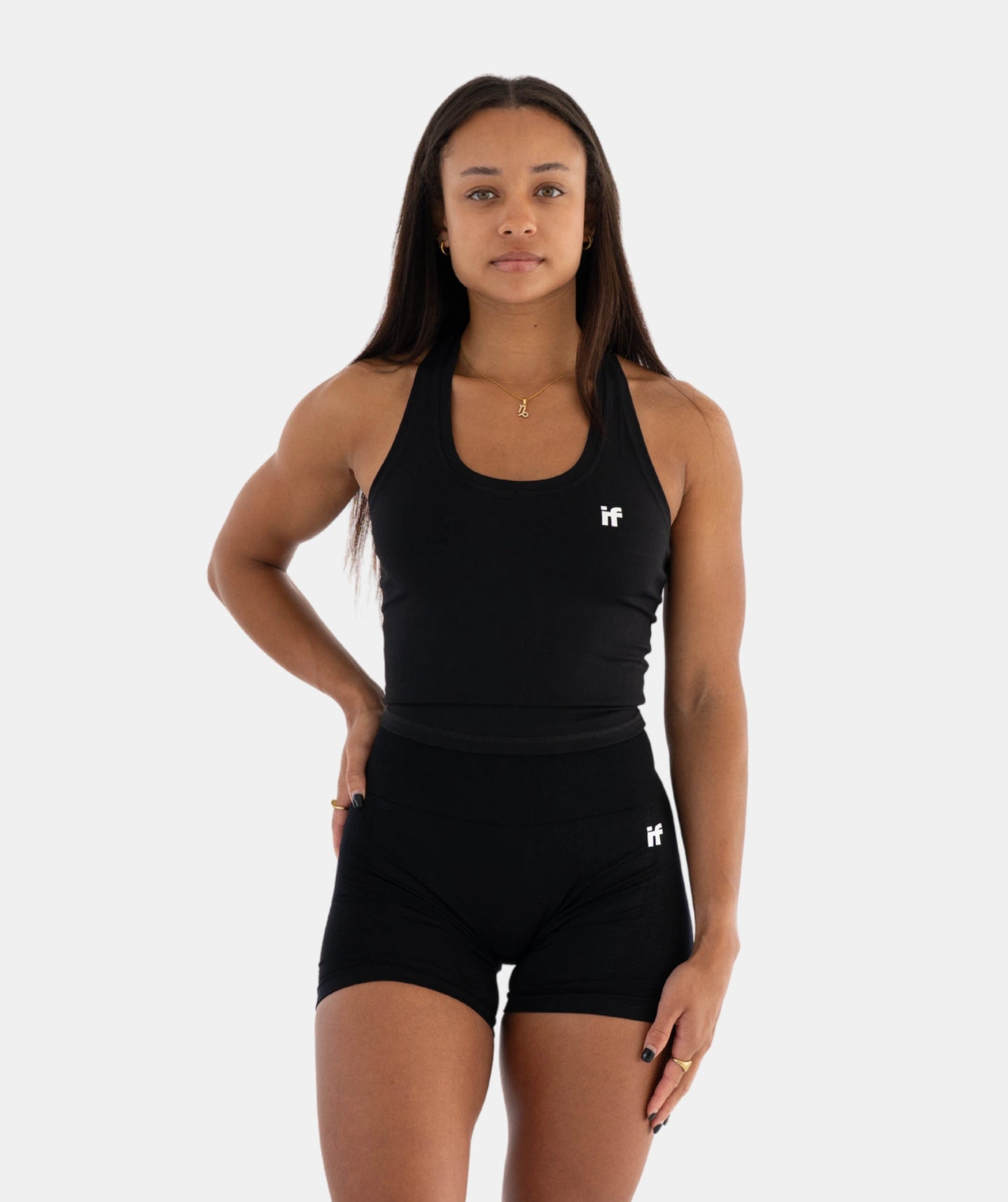 Women's Cropped Racer Back Vest - Black