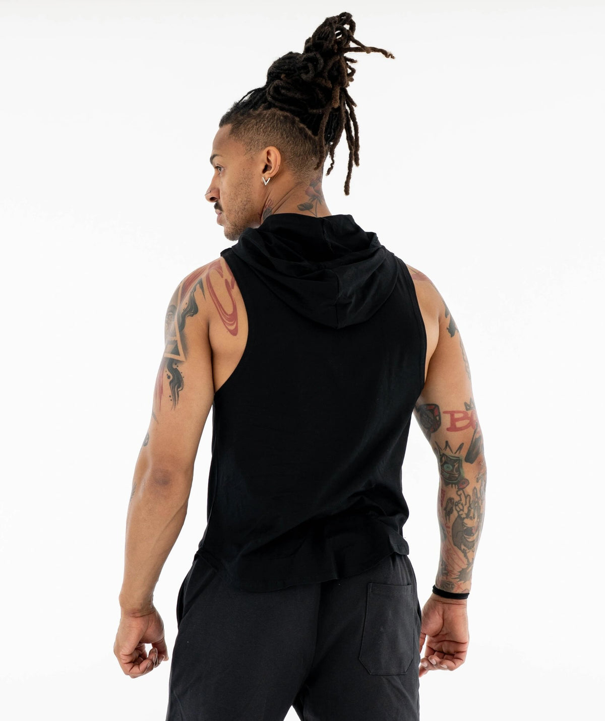 black sleeveless hoodie