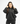 Front-facing shot of black oversized women’s hoodie highlighting loose silhouette and casual streetwear style