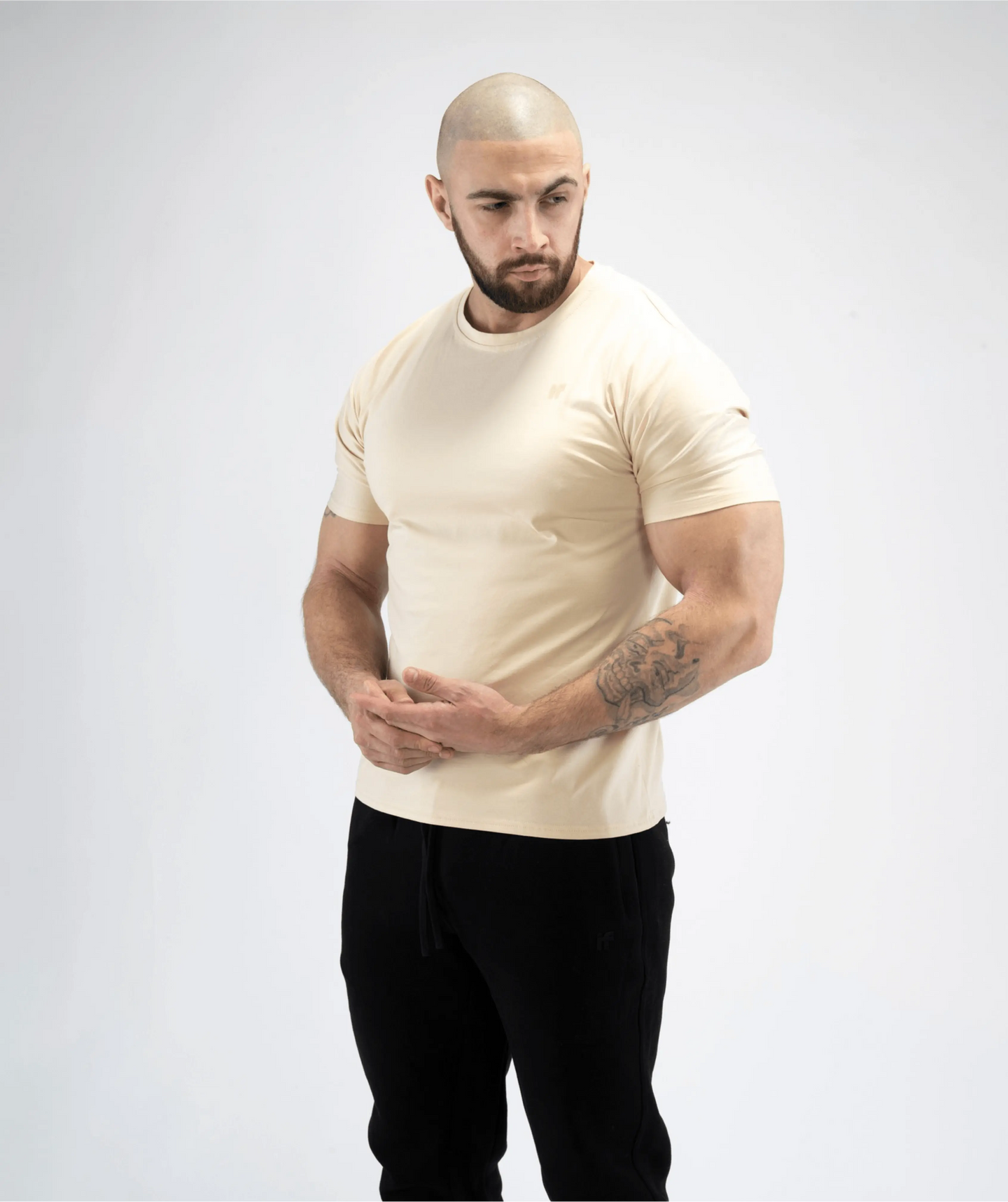 Men's Muscle Fit Gym Tee - Beige