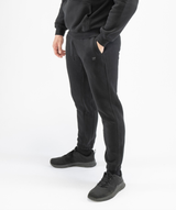 Side profile of Interpro Fitness Men’s Black Regular Fit Joggers showcasing straight-leg athletic fit.