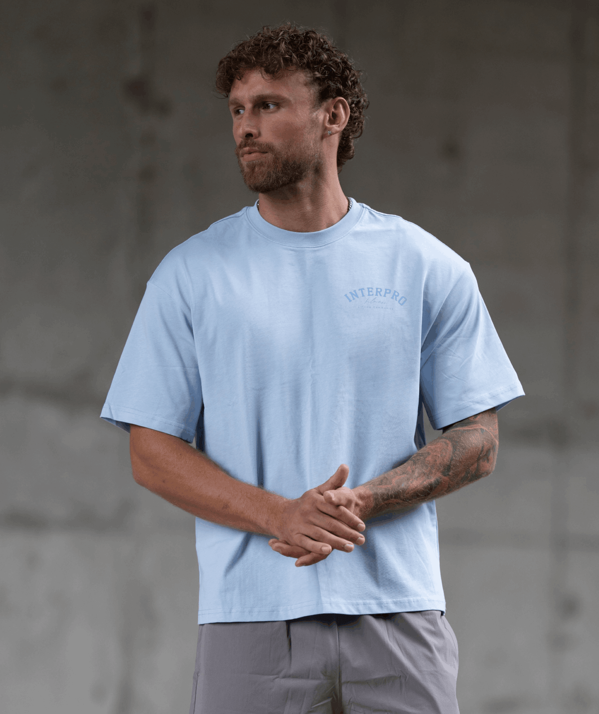 Men’s IF oversized gym t-shirt in light blue, relaxed fit